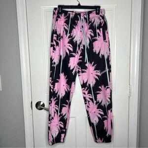 Wesc Conspiracy Paradise Lost Joggers palm tree pants black Medium pink mint